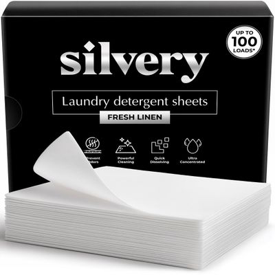Silvery Laundry Detergent Sheets (100 Loads) - Ultra-Concentrated Eco-Friendly Washing Strips No Plastic Jugs & Perfect for Travel (Fresh Linen)