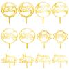 SOFPLATE 12Pcs 6 Styles Gold Happy Birthday Cake Sign Acrylic Cupcake Toppers Small Hollow Word Insert Cards Sticks Picks Sets Accessories for Party Wedding Cakes Dessert Supplies DIY Craft Decor view 1