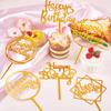 SOFPLATE 12Pcs 6 Styles Gold Happy Birthday Cake Sign Acrylic Cupcake Toppers Small Hollow Word Insert Cards Sticks Picks Sets Accessories for Party Wedding Cakes Dessert Supplies DIY Craft Decor view 3