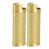 Generic 2pcs Metal Lighter Case Cover Holder Zinc Alloy Protective Sleeve for Lighters, Vintage Floral Stamped Design, Light Gold view 1