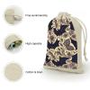 LPSADGF 8 PCS Bat Print Drawstring Gift Bags Reusable Cotton Linen Storage Pouches for Christmas, Weddings, Parties, Favors 4.9"x6.7" Small Burlap Bags view 3