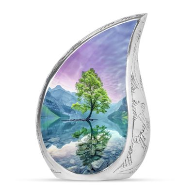 Aurora Borealsi Green Tree Large Funeral Urns for Ashes for Adult Male - Cremation Urn for Ashes for Adult Women - Burial Decorative Ashes 10 Inch