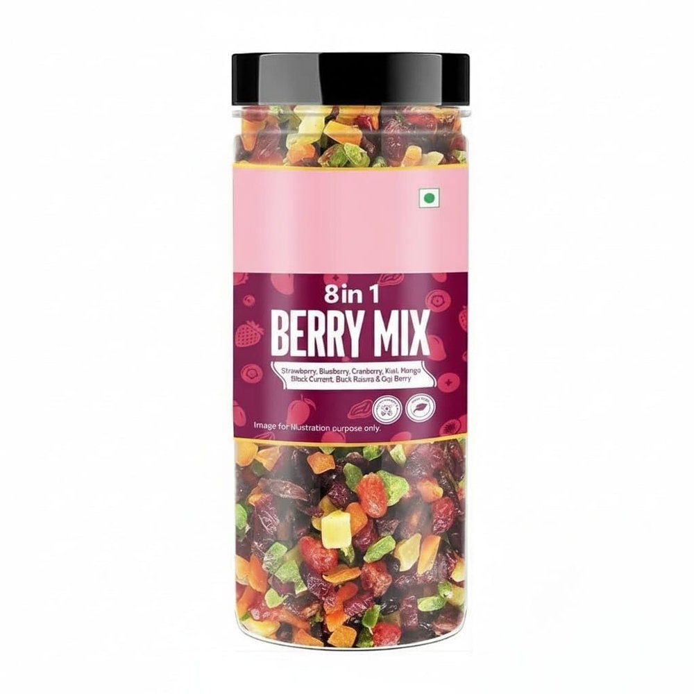 8 in 1 Berry Mix 200g Jar | Dried Berries | Cranberry | Strawberry | Blueberry | Kiwi | Pineapple | Mango | Black Raisins | Snacks | Ready to Eat
