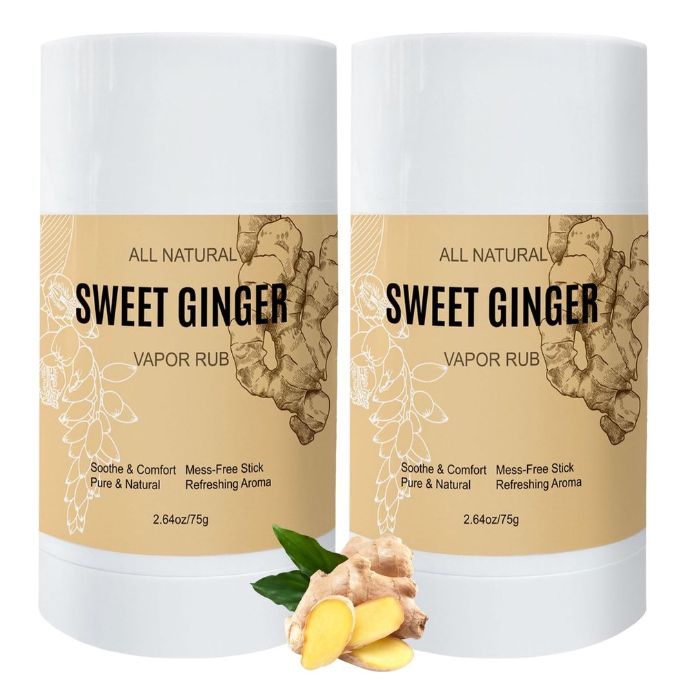 TOGOLIUN Sweet Ginger Vapor Rub Stick All-Natural Herbal Balm with Ginger & Peppermint, Plant-Based Formula, Easy-to-Use Stick Design (2)