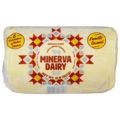 Minerva Dairy Amish Unsalted Butter, Pasture Raised, Pack of 3 of 2 lb Rolls, 6 lb Case, 85% Butterfat