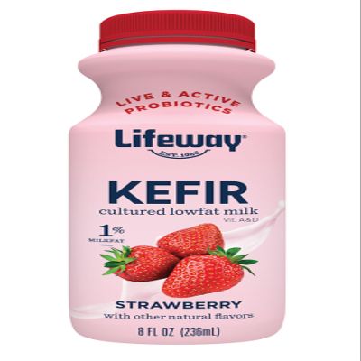 Lifeway Strawberry Kefir, Cultured Low-Fat Milk Smoothie, Probiotic, Gluten-Free, Kosher, 8 Oz Bottle, 2 Count of 6 Bottles Pack, 12 Bottles Total