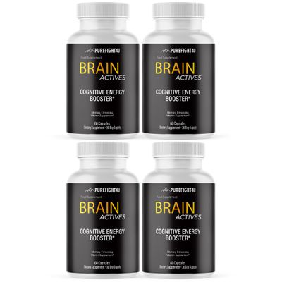 Brain Actives Cognitive Energy & Memory Enhancing Dietary Supplement | 4 Bottles