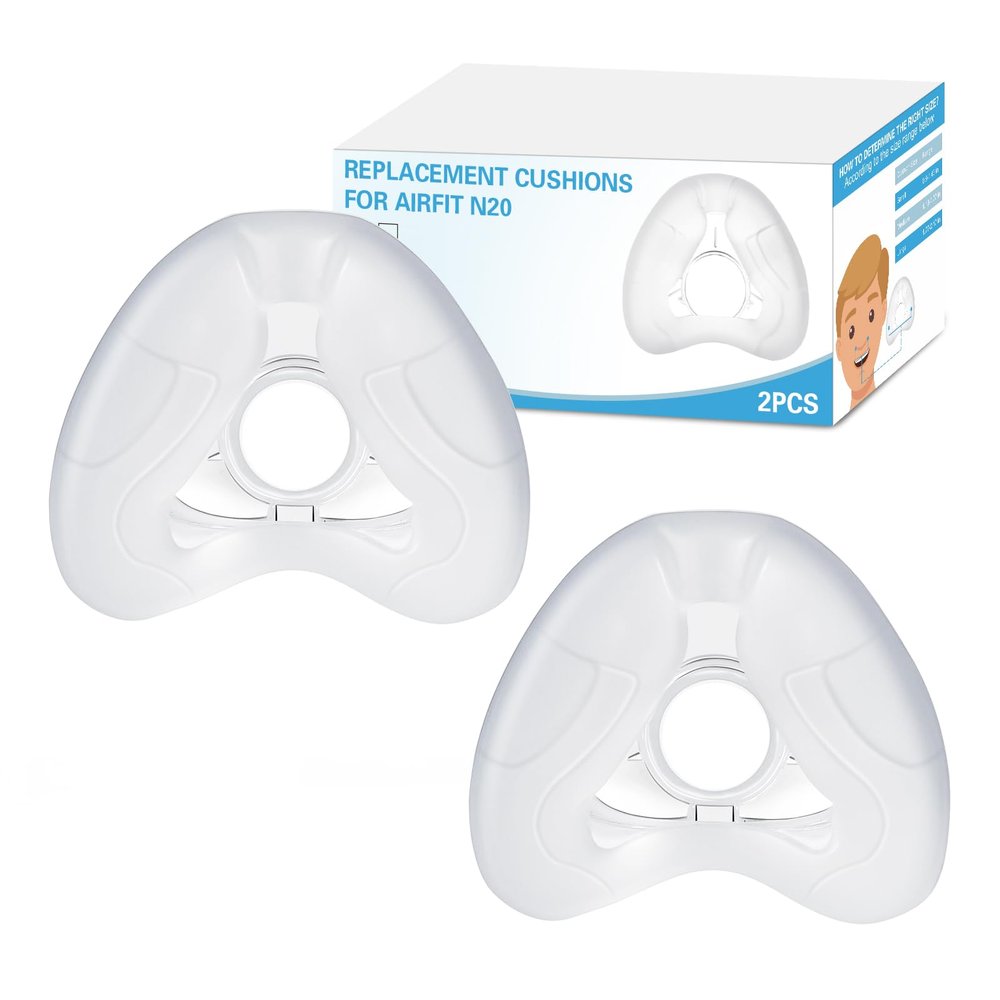 2 Pack Replacement Nasal Cushion for ResMed Airfit N20, Medium, Compatiable with Orignal Airfit N20 Frame & Elbow, Replacement Nasal CPAP Mask Cushion, Soft & Durable