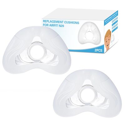 2 Pack Replacement Nasal Cushion for ResMed Airfit N20, Large, Compatiable with Orignal Airfit N20 Frame & Elbow, Replacement Nasal CPAP Mask Cushion, Soft & Durable