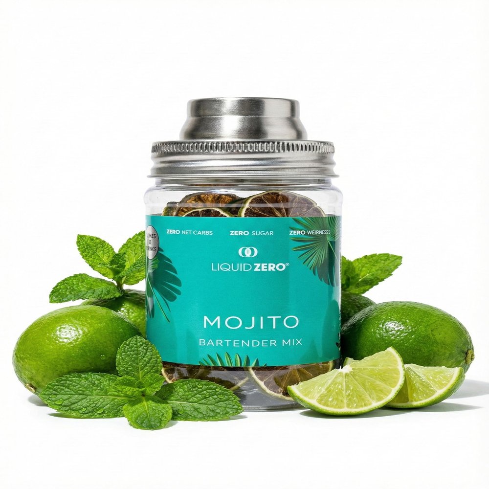 Liquid Zero Mojito Instant Cocktail Drink Mix Zero Sugar Bar-Quality Just Add Rum 8-Serving Shaker Jar
