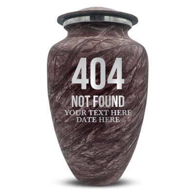 Custom Large Adult Cremation Urn for Ashes - Personalized Vessel with Name and Funny Humorous 404 Not Found 1 Design for Cremains of Men or Women| Soft Whisper Collection| 200 Cubic Inch |Burgundy