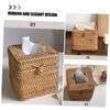 OUNONA Woven Rattan Tissue Box Hand-Woven Decorative Napkin Holder for Home Office and Car Square Tissue Dispenser for Bathroom Living Room and Dining Room view 4