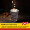 Glad Disposable Coffee Cups with Lids 12 OZ Insulated Paper Hot Cups No Sleeve Needed Textured Non-Slip Grip Fits Most Single-Serve Brewers Java Mocha Print 50 Cups and 50 Lids Disposable Drinkware view 4