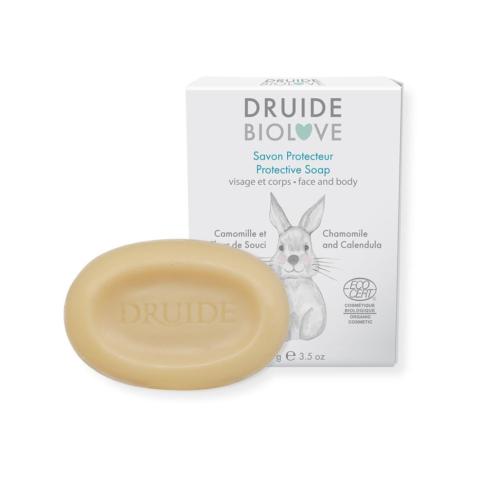 BioLove Protective Baby Soap Bar, Ultra-Gentle Care Bath for Sensitive Skin Calming,Reduces Inflammation Vegan 100 g (3.5 oz Size Lavender, Chamomile Made in Canada by Druide