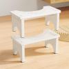 Uaniar 2 Pack White Toilet Stool Squat Adult - 6.7" Non-Slip Bathroom Poop Stool, Bamboo Wood Squatting Potty Stools for Adults with Space-Saving Curved Base, Pooping Toilet Foot Step view 1