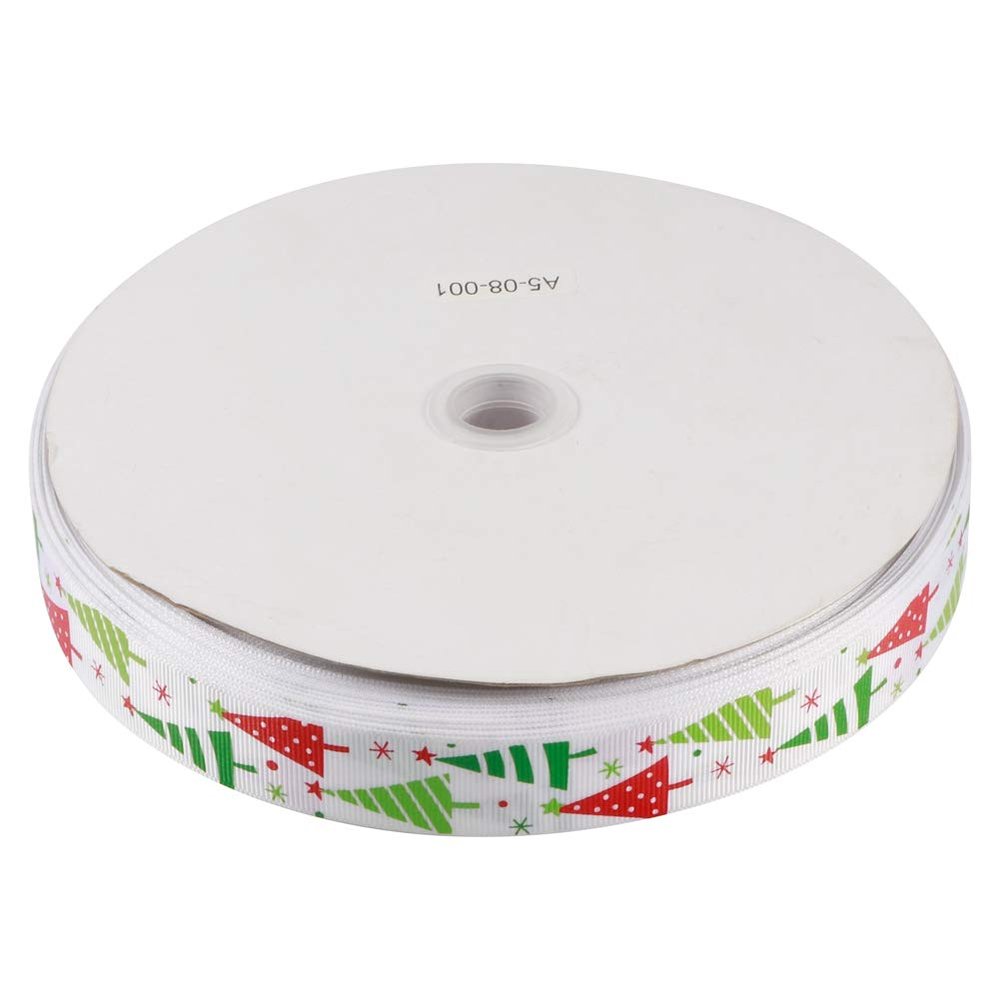 100 Yards Christmas Ribbons, Polyester Silk DIY Gifts Wrapping, Festive Decoration for Home Office Car, Red Christmas Glove or White Christmas Tree Pattern (100 Yards/Volume)