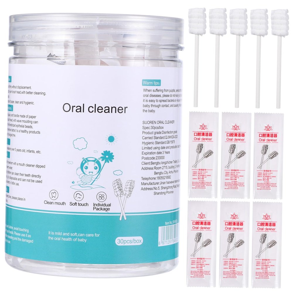 DEARMAMY 30pcs Boy Girl Tongue Cleaner Brush Gauze Oral Cleaning Newborn Must Haves