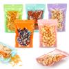 100 Pack Mylar Bags for Food Storage with Window,6.3x9.4 Inch Resealable Valentine Treat Bags for Small Susiness,Smell Proof Zipper Bag Various Sizes,Stand Up Pouches for Coffee,Snack (Green) view 1