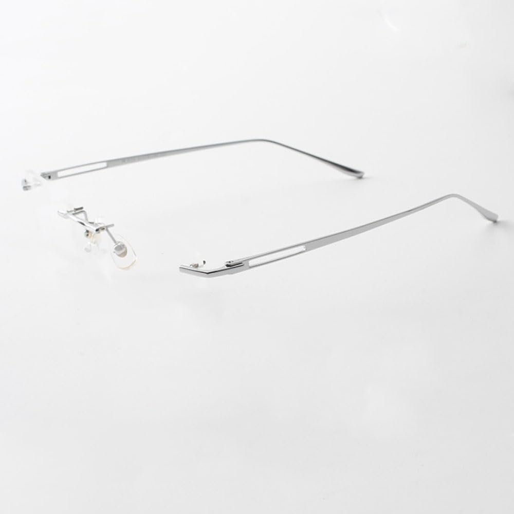 1 Pair Metal Frame Arms Rimless Titanium Alloy Glasses Legs and Nose Bridge Glasses Replacement Temple Eyewear Frame Temple Screws and Screwdriver (Single Hole)