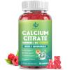 1200mg Calcium Citrate with Vitamin D3 Gummies for Bones, Muscles, Immune Support, Chewable Calcium Citrate with Vitamin D3 K2 C, Magnesium, Zinc, Raspberry view 1