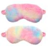 2 Pcs Plush Eye Mask Soft Sleeping Blindfold Eye Cover Comfortable Furry Faux Fur Sleeping Mask Satin Nap Night Eyeshade Cover for Women Men Gift (Light Rainbow, Dark Rainbow) view 1