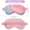 2 Pcs Plush Eye Mask Soft Sleeping Blindfold Eye Cover Comfortable Furry Faux Fur Sleeping Mask Satin Nap Night Eyeshade Cover for Women Men Gift (Light Rainbow, Dark Rainbow) view 2