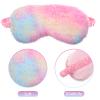 2 Pcs Plush Eye Mask Soft Sleeping Blindfold Eye Cover Comfortable Furry Faux Fur Sleeping Mask Satin Nap Night Eyeshade Cover for Women Men Gift (Light Rainbow, Dark Rainbow) view 3