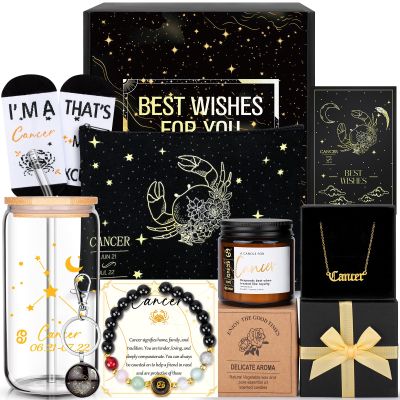 12PCS Cancer Zodiac Birthday Gifts for Women-Cancer Zodiac Gifts for Women, Mom, Wife, Self Care Package,Get Well Soon, Mother's Day Baskets Birthday Astrological Baskets