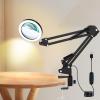 10X Magnifying Glass with Light Clip on Mganifier with Light 3 Color Modes 56 LEDs Stepless Dimmable Desk Magnifying Glass with Clamp Magnifying Desk Lamps with Swing Arm for Reading Close Work view 1