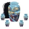 KARYLIZ Car Urns for Human Ashes Adult Man - Cremation Urn for Adult Man Ashes - Blue Memorial Urns for Mother & Father - Burial Ash Container - 10 & 3 Inch (1 Large & 4 Keepsae) k view 1