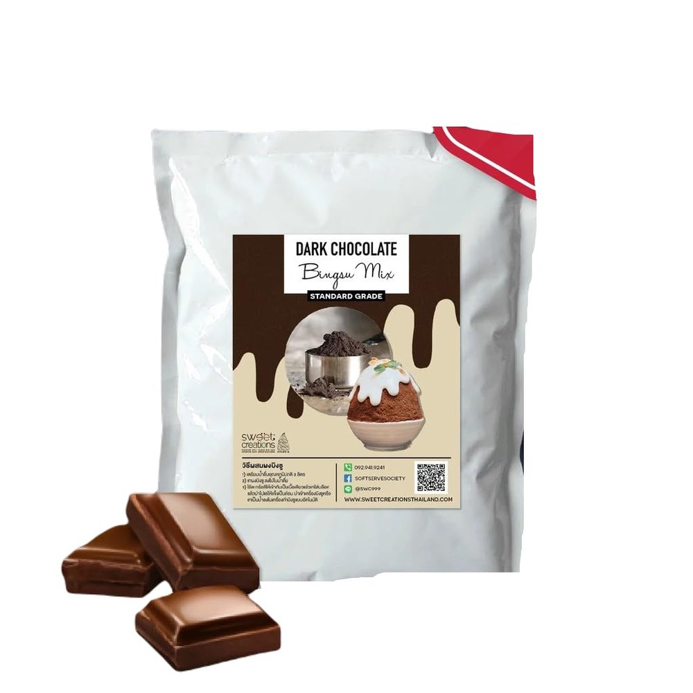 Bingsu Snow Ice Powder 1kg Pack, Makes 4kg of Fluffy Shaved Ice Smooth, Creamy & Easy to Make (Belgiun chocolate)