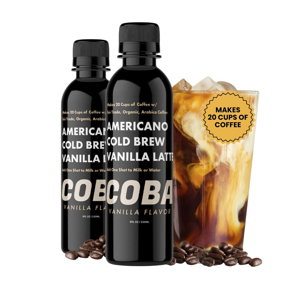 COBA Coffee Concentrate: Bold & Strong Kick - 20x Cups | Cold Brew/Hot Coffee in Seconds | Fair Trade, Organic, Medium Roast | 2 TEASPOONS/Cup | Rich Flavor