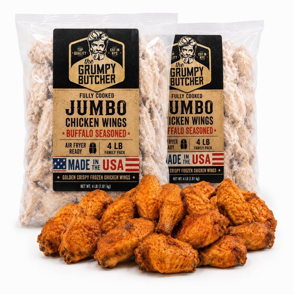 Grumpy Butcher Fully-Cooked Chicken Wings Jumbo, 2 Packs, 5 lb Each