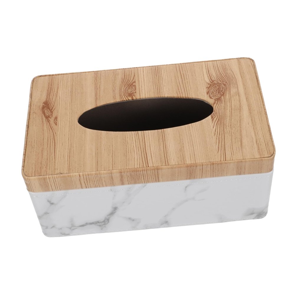 FONDOTIN Home Tissue Box Storage Case Napkin Case Container Tissue Holder Marble Design Easy to Clean