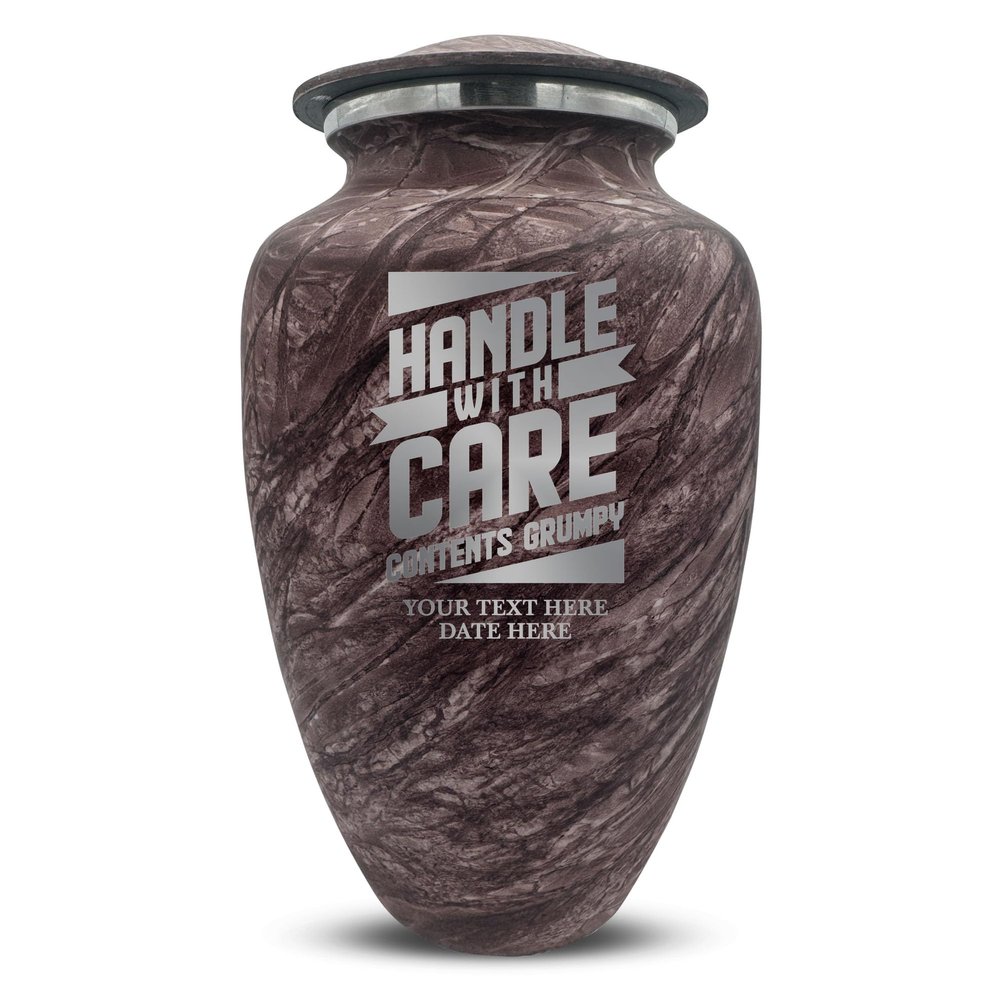Custom Large Adult Cremation Urn for Ashes of Men or Women- Personalized Memorial with Name and Handle with Care Design| Soft Whisper Funny Humorous Collection| 200 Cubic Inch |Burgundy