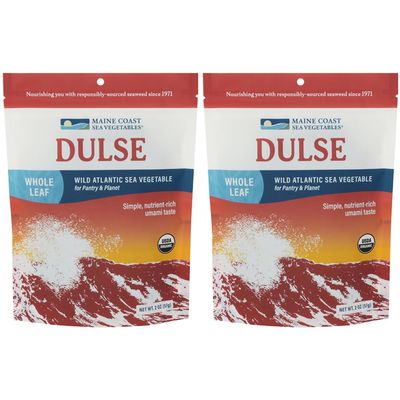 Maine Coast Sea Vegetables Organic Dulse Whole Leaf Bag, Nutritious Food & Seaweed Snacks, Rich in Iodine, North Atlantic Harvest, Great for Salads, Soup, Smoothies, 2 oz, 2-Pack