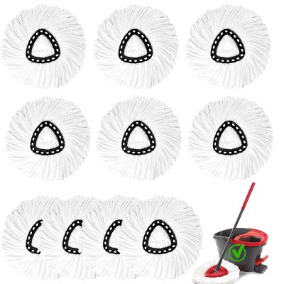 10 Pack Spin Mop Replacement Heads, Mop Replace Head Easywring 1-Tank System, Mop Head Replacement for Hardwood Floor Cleaning, Machine Washable and Easy to Replace