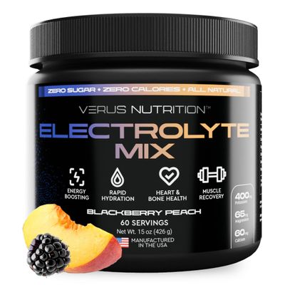 VERUS NUTRITION BlackBerry Peach Electrolyte Powder, Zero Sugar, 60 SVG