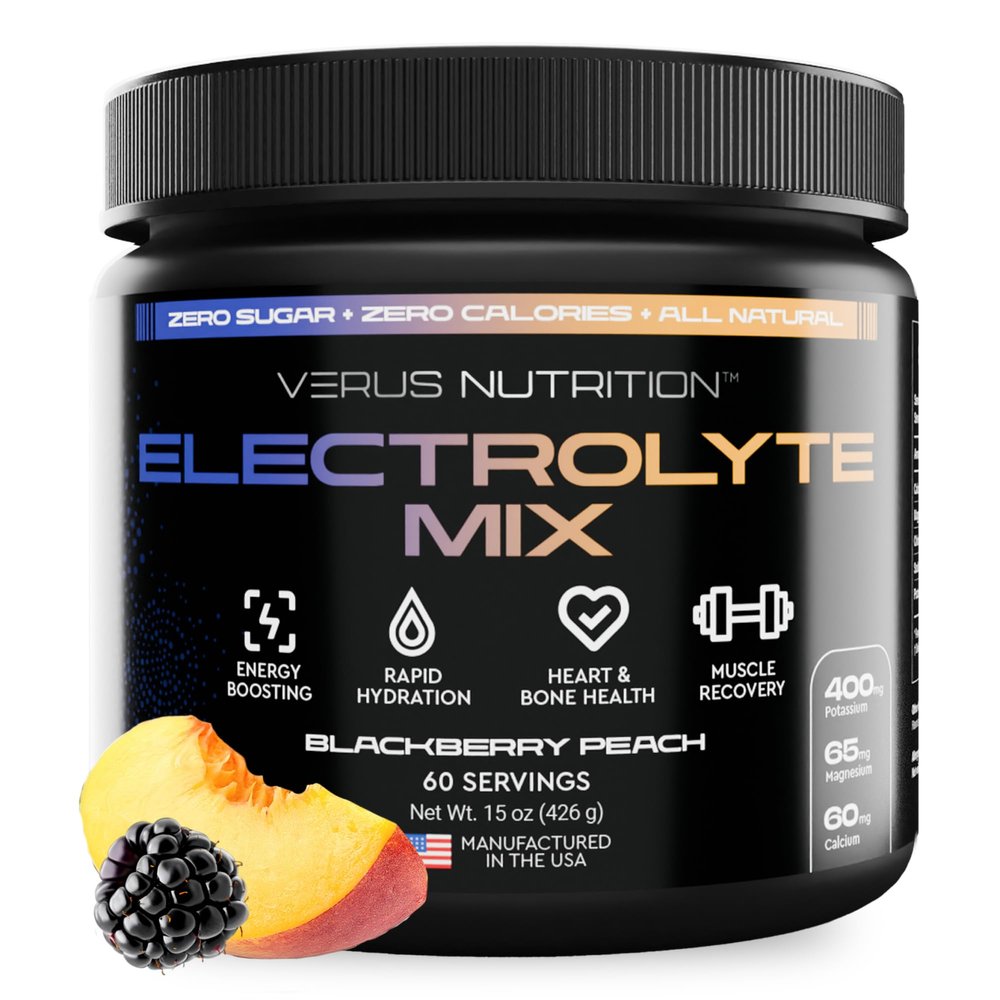 VERUS NUTRITION BlackBerry Peach Electrolyte Powder, Zero Sugar, 60 SVG
