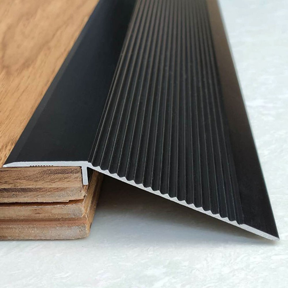 10cm Extra Wide Aluminum Floor Transition Strip for Vinyl Flo Black 1.2m Length Entry Ramp and Threshold Reducer