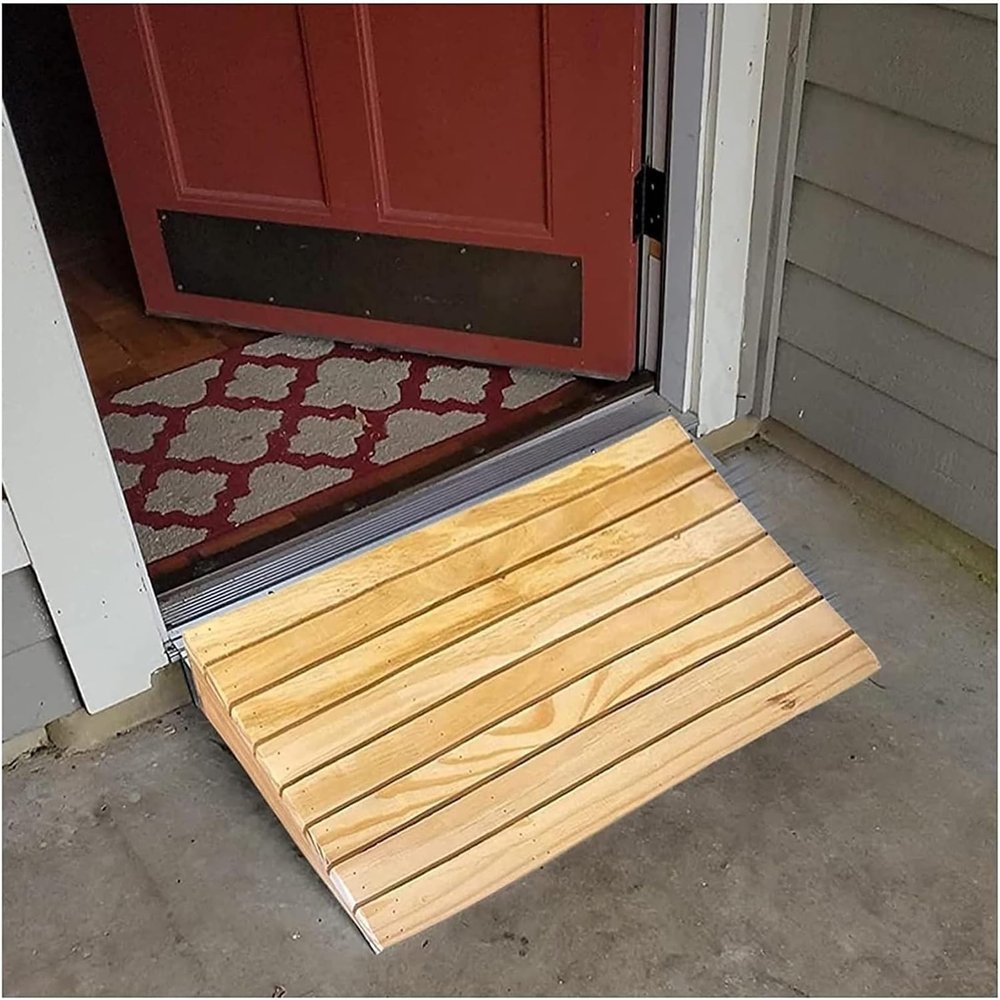 Ramps Threshold Ramp, 5/6/7/8/10 Inch Rise Wheelchair Ramps for Doorways Front Door Garage, Wood Home Threshold Ramps for Walkers Motorcycle Disabled Chair, Non-Skid Surface