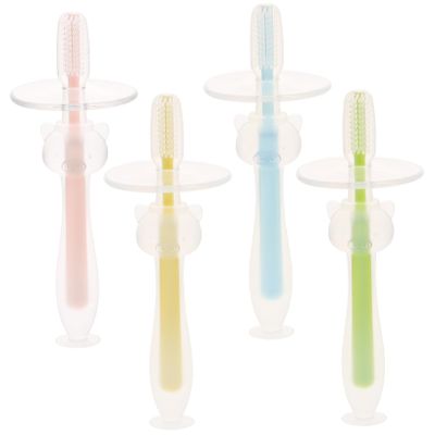 PACKOVE 4pcs Milk Toothbrush Boys and Girls Teething Relief Silicone Toothbrushes for Boy Girl Months and up