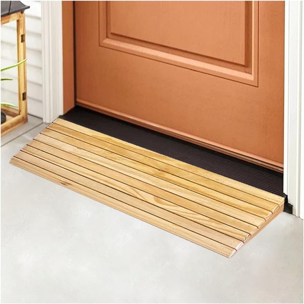 Ramps Threshold Ramp, Wooden Step Stairs Transition Ramp for Walkers Motorcycle, Portable Mobile Threshold Ramps for Doorways, 5/6/7/8/10 Inch High Rise, Load 300kg/660lbs
