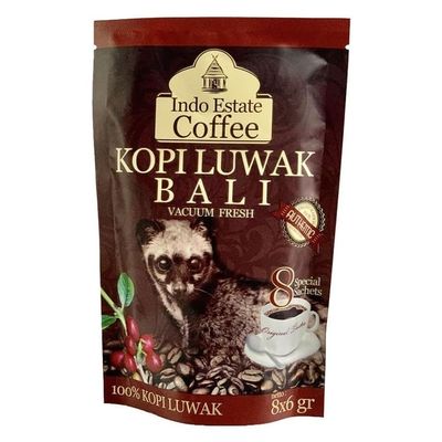 Indo Estate Coffee, Indonesia Coffee, Vaccum Fresh, Kopi Luwak Bali, 8 Cups (Pack of 1)