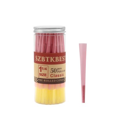 50 Pack Pink Cones Rolling PapersPre Rolled Cones Classic 1-1/4 Rolling Paper Accessories