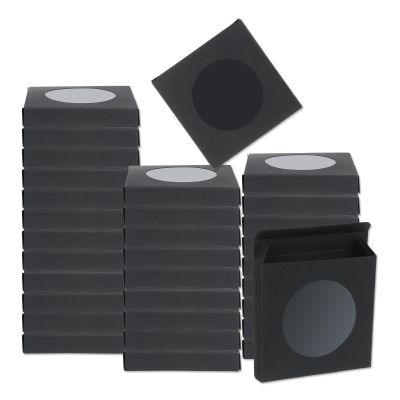 uxcell 32Pcs Soap Packaging Boxes 3.5 x 3.5 x 0.6 Inch Kraft Soap Box Mini Soap Present Treat Gift Box for Bakery Candy Packaging Jewelry Display (Black)