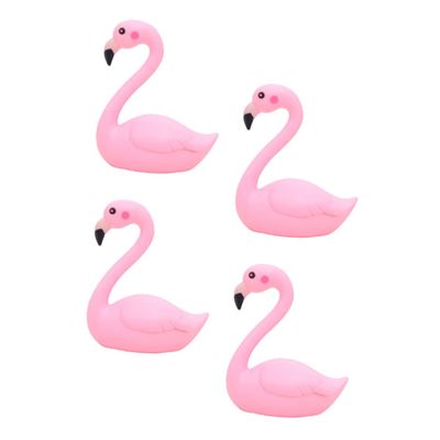 OKUMEYR 4pcs Flamingo Cake Topper Decor Plastic Lawn Ornament Christmas Decorations Party Wall Art