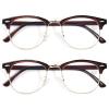 OPTOFENDY Reading Glasses for Women Men, Half Frame Retro Semi Rimless Blue Light Blocking Computer Readers, Clear Lens 2Brown 2.5x view 1