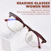 OPTOFENDY Reading Glasses for Women Men, Half Frame Retro Semi Rimless Blue Light Blocking Computer Readers, Clear Lens 2Brown 2.5x view 2