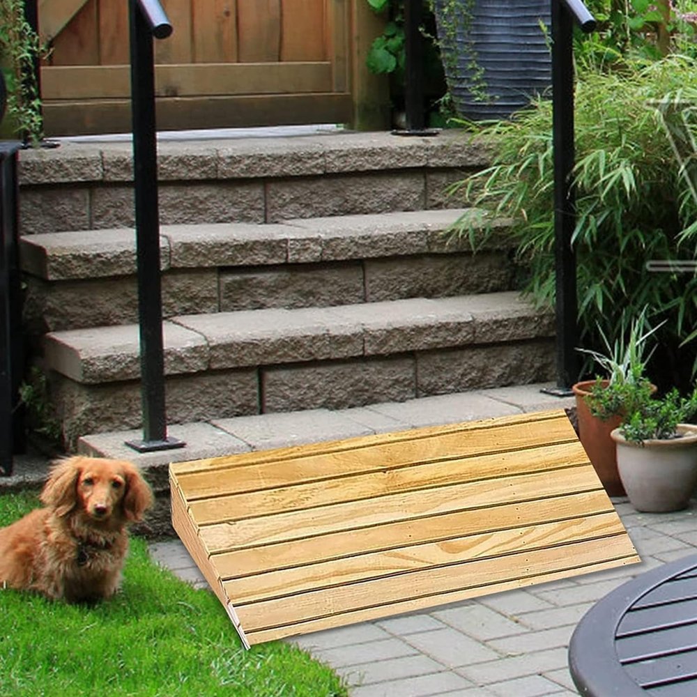 Ramps Threshold Ramp, Door Threshold Ramp Wood, Portable Curb Ramps 3 4 6 7 8 Inch Rise, Lightweight Doorway Ramp for Move Wheelchair/Bike, Non Slip Entrance Ramp